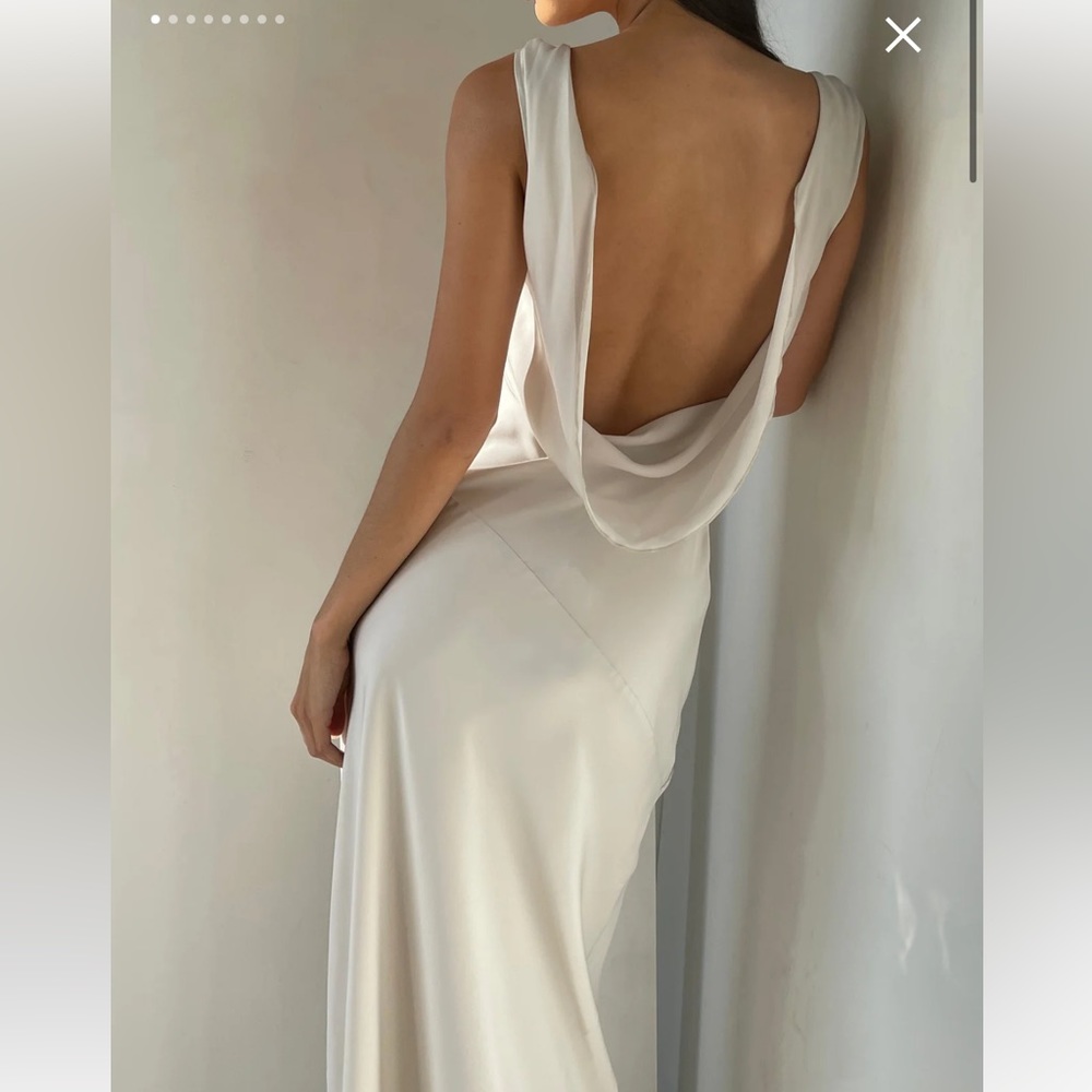 White Satin Dress with Drop Back/Backless